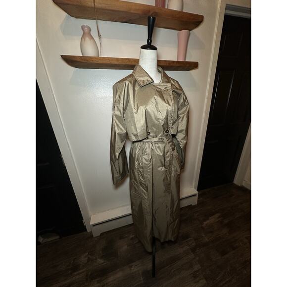 Worthington Essentials Size 12 Women's Trench Coat Jacket Coffee Beige Vtg - Picture 3 of 8